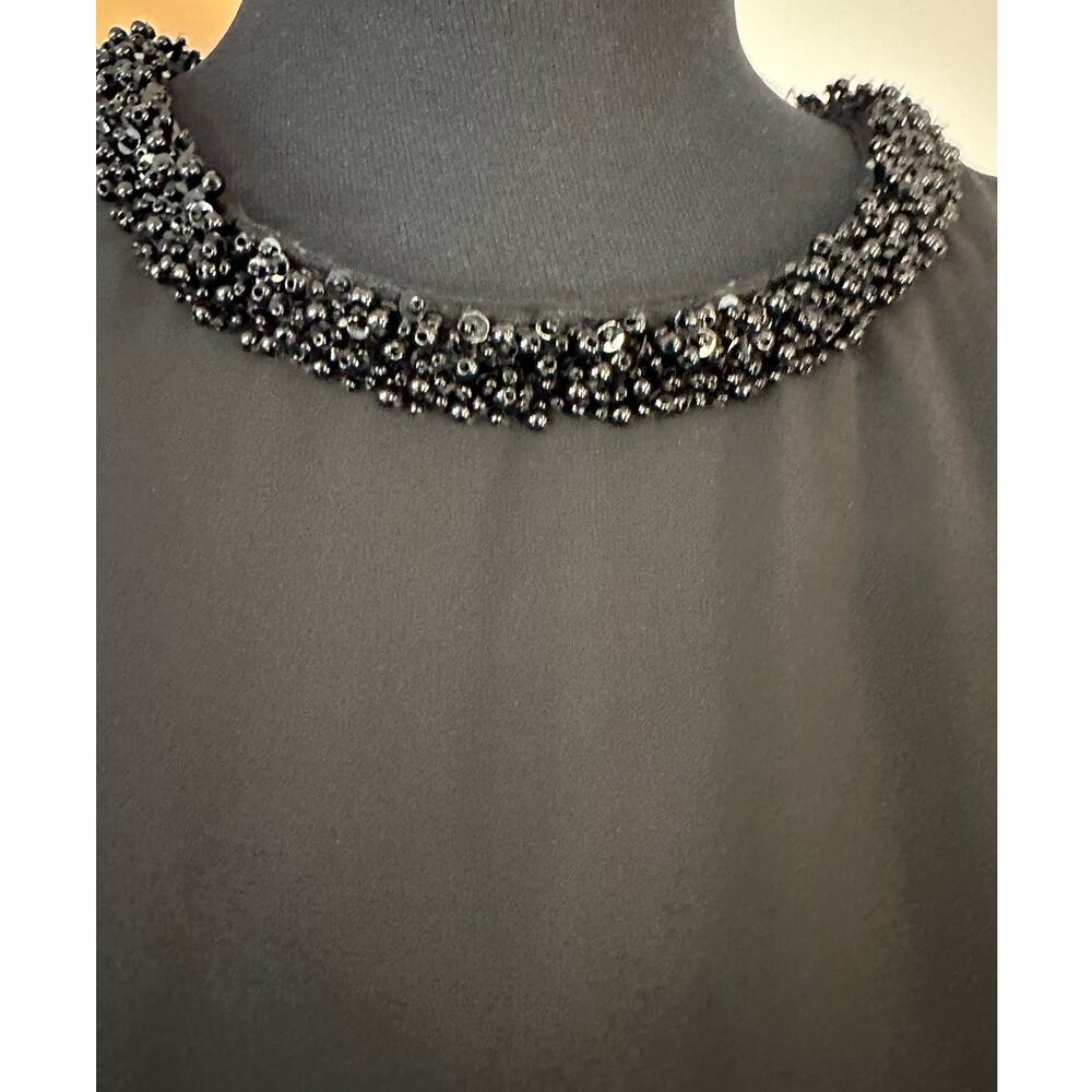 Gianni Bini Sheer Overlay Beaded Black Cocktail Dress Size M - Picture 5 of 10